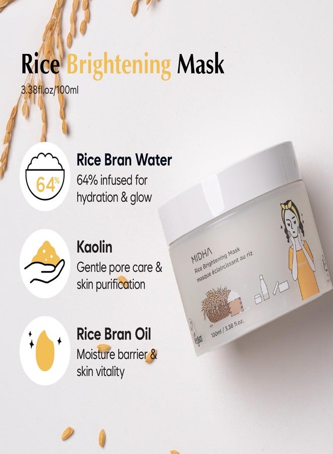 MIDHA RICE MASK, 3.38fl.oz/100ml, Hydrating, Smoothing, for Dull, Rough Skin, Pore Clearing, Wash off Pack Facial Mask, Mud Texture, Uneven Skin Tone - Image 3